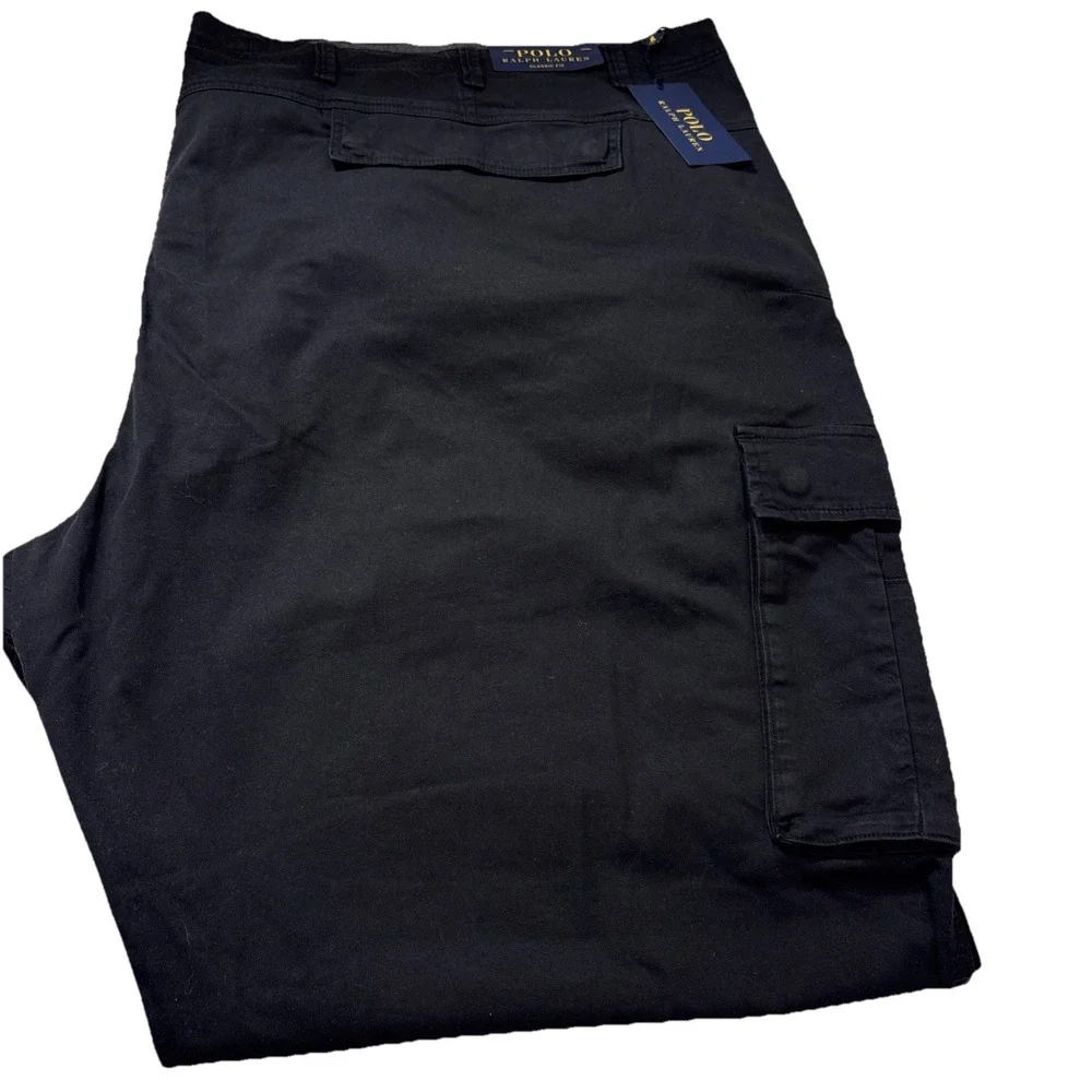 NWT $165 Polo Ralph Lauren Utility Cargo Pants Adjustable Waist Black Sz.58B×32‎